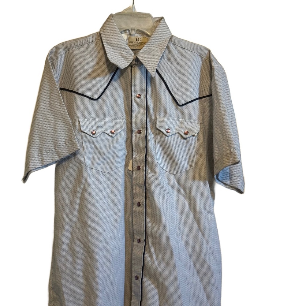 NWT Vintage 80's 90's DEE CEE Brand Western Short Sleeve Shirt SZ 16.5 Large Blu